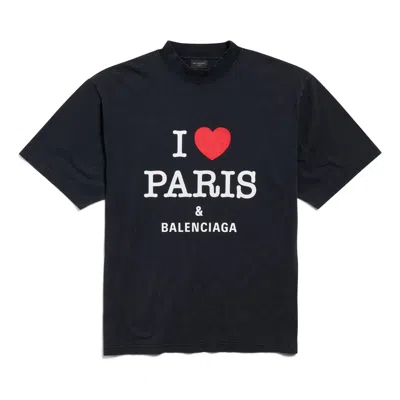 BALENCIAGA (WMNS) Balenciaga I Love Paris & Balenciaga T-shirt Medium Fit 'Black Faded'