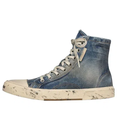 BALENCIAGA (WMNS) Balenciaga Paris High Top Sneakers 'Blue Destroyed Denim and Rubber'