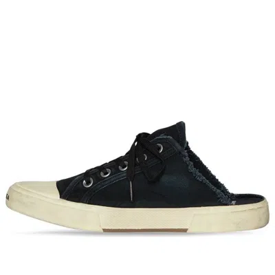 BALENCIAGA (WMNS) Balenciaga Paris Mules 'Black Destroyed Cotton and White Rubber'