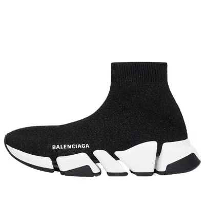BALENCIAGA (WMNS) Balenciaga Speed 2.0 Sneakers 'Black Shiny Knit with White Sole Unit'