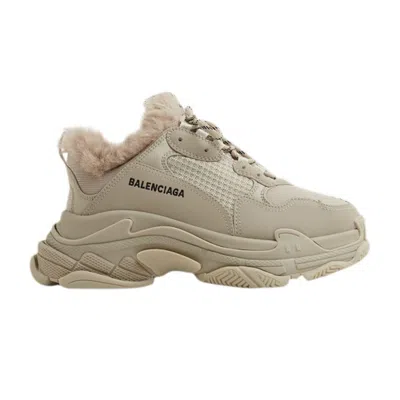 BALENCIAGA BALENCIAGA WMNS TRIPLE S SNEAKER 'FAKE FUR - BEIGE' | BROWN | WOMEN'S SIZE 37