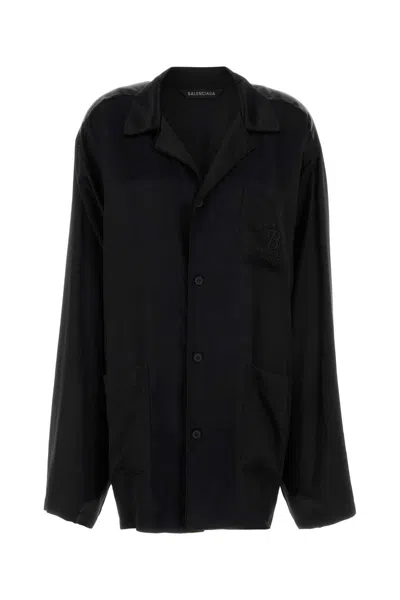 BALENCIAGA BALENCIAGA WOMEN BLACK SATIN OVERSIZE SHIRT