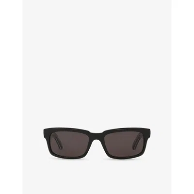 BALENCIAGA MENS BLACK BB0345S RECTANGULAR-FRAME ACETATE SUNGLASSES