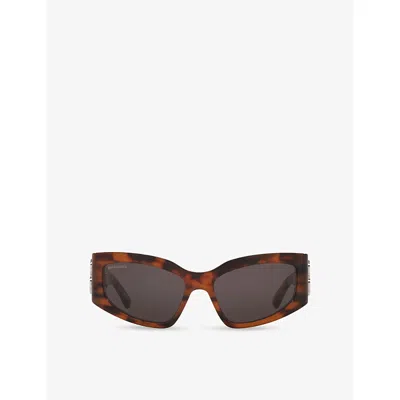 BALENCIAGA MENS BROWN B0321S RECTANGLE-FRAME ACETATE SUNGLASSES