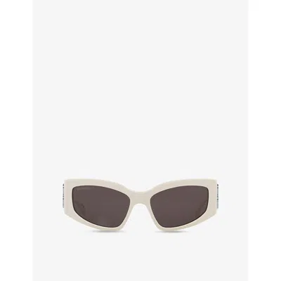 BALENCIAGA MENS WHITE B0321S RECTANGLE-FRAME ACETATE SUNGLASSES