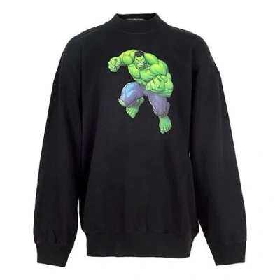 BALENCIAGA Balenciaga x Marvel Hulk-Print Boxy Crewneck Cotton Sweatshirt 'Black'