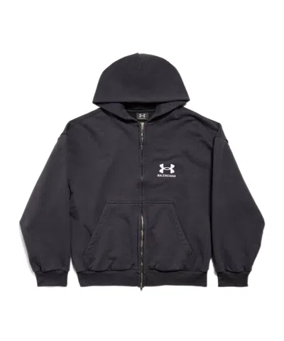 BALENCIAGA BALENCIAGA LOGO EMBROIDERED ZIP-UP HOODIE