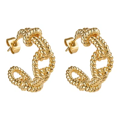 BALLINGER WOMEN'S KNOTTED ROPE GOLD CHUNKY HOOPS
