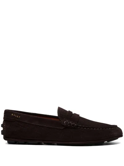 BALLY LOGO-EMBROIDERED ROUND-TOE LOAFERS