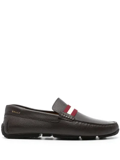 BALLY LOGO-PRINT LEATHER LOAFERS