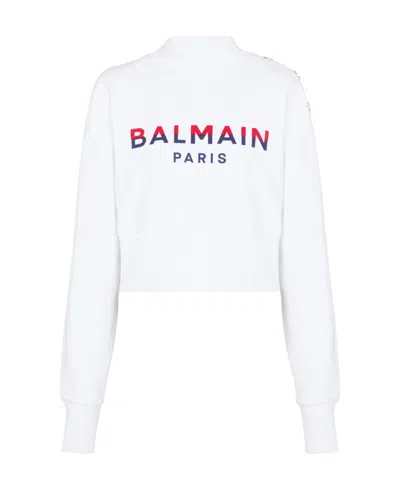 BALMAIN BALMAIN CROPPED FLOCKED SWEATSHIRT
