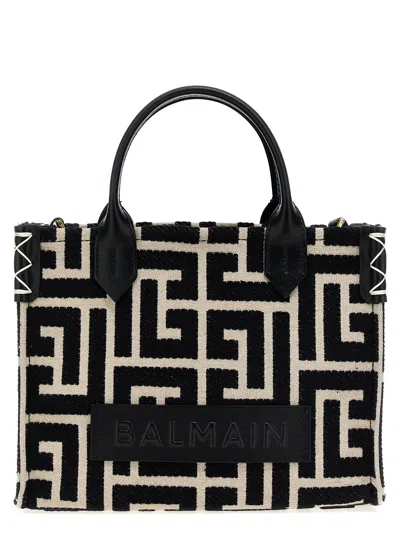 BALMAIN B-ARMY SMALL TOTE BAG WHITE/BLACK