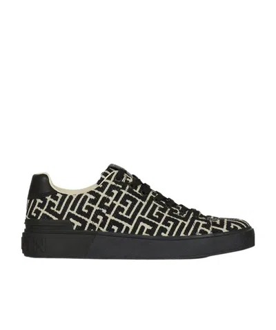 BALMAIN B-COURT TRAINERS WITH JACQUARD MONOGRAM