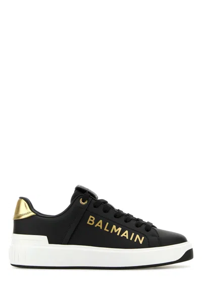 BALMAIN BLACK LEATHER SNEAKERS