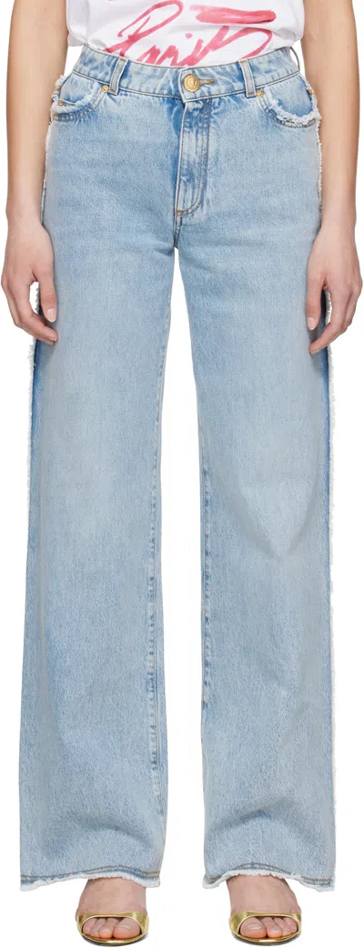 BALMAIN BLUE STRAIGHT-LEG DENIM JEANS