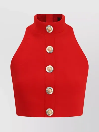 BALMAIN BOUCLÉ WOOL CROP TOP