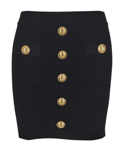 BALMAIN BALMAIN BUTTON EMBELLISHED KNITTED MINI SKIRT