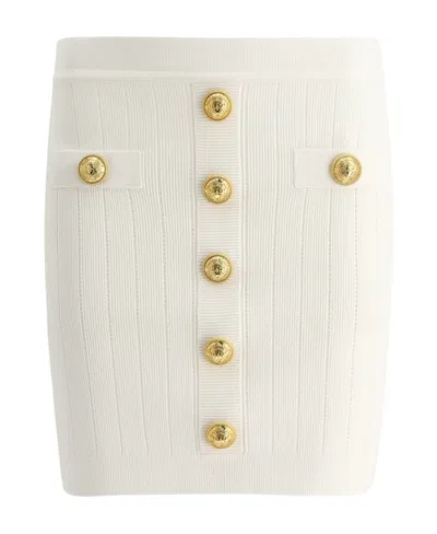 BALMAIN BALMAIN BUTTON EMBELLISHED KNITTED MINI SKIRT