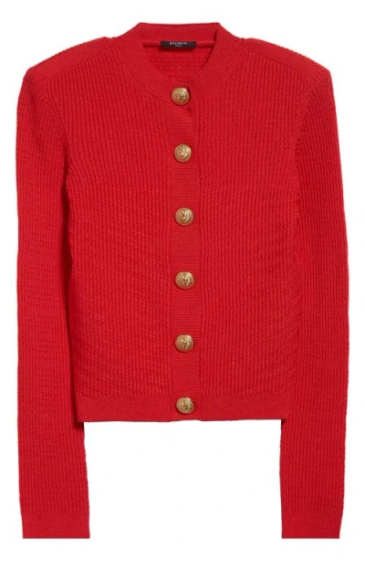 BALMAIN BALMAIN BUTTON DETAIL RIB CARDIGAN