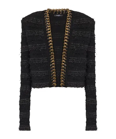 BALMAIN BALMAIN CHAIN DETAILED EDGE-TO-EDGE KNIT JACKET