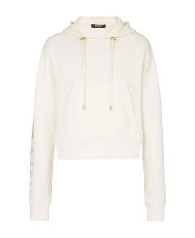 BALMAIN COTTON PRINTED BALMAIN LOGO SWEATSHIRT