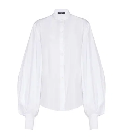 BALMAIN COTTON PUFF-SLEEVE POPLIN SHIRT