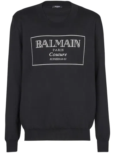 BALMAIN COUTURE LABEL-INTARSIA JUMPER