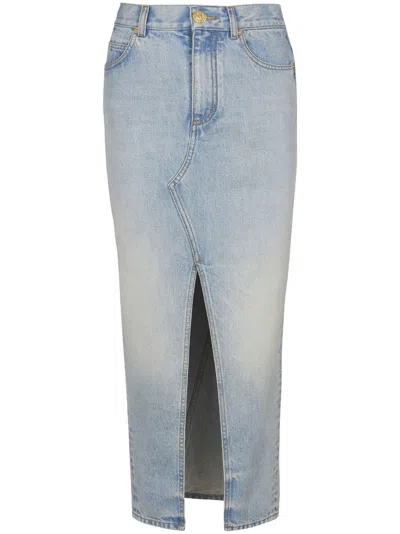 BALMAIN DENIM MIDI SKIRT