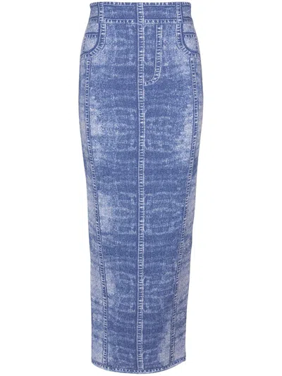 BALMAIN DENIM MIDI SKIRT