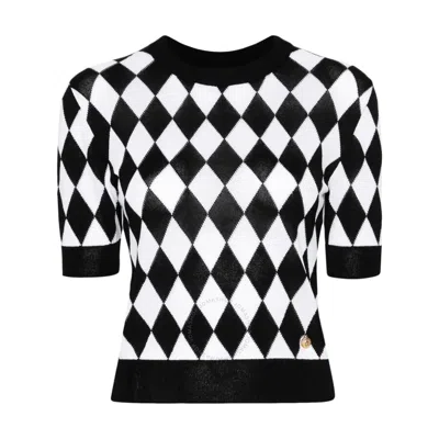 BALMAIN BALMAIN DIAMOND-PATTERN KNITTED CREW-NECK T-SHIRT