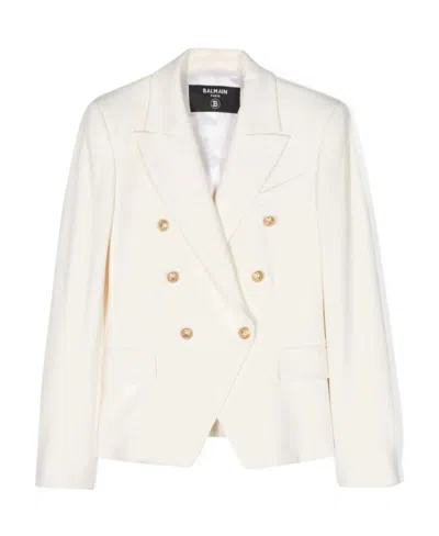 BALMAIN EMBOSSED-BUTTON DOUBLE-BREASTED BLAZER