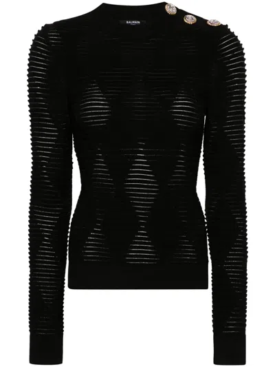 BALMAIN EMBOSSED-BUTTONS JUMPER
