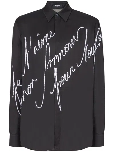 BALMAIN EMBROIDERED-DESIGN SHIRT