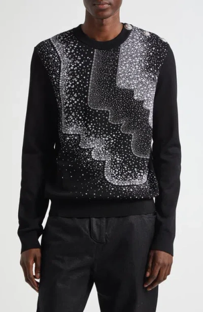 BALMAIN BALMAIN FACES JACQUARD KNIT SWEATER
