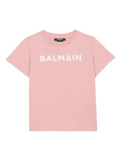 BALMAIN FLOCKED LOGO-PRINT T-SHIRT