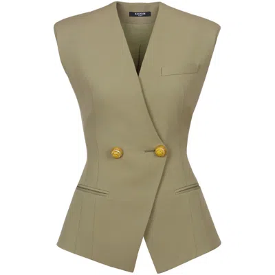 BALMAIN BALMAIN GRAIN-EFFECT BUTTONED VEST