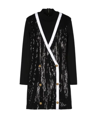BALMAIN HIGH-NECK SEQUINNED DRESS