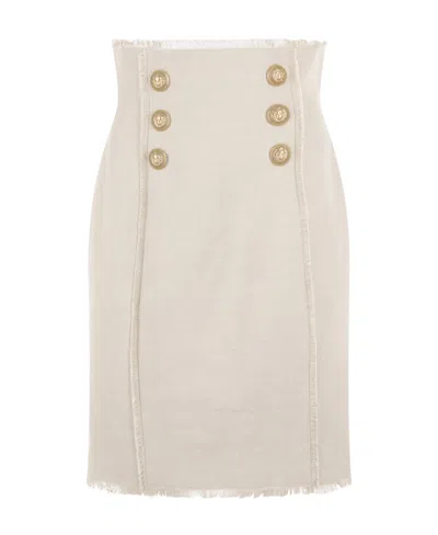 BALMAIN BALMAIN HIGH-WAIST BUTTON-DETAILED MIDI SKIRT