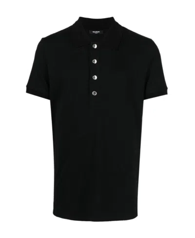 BALMAIN EMBOSSED-BUTTONS POLO SHIRT