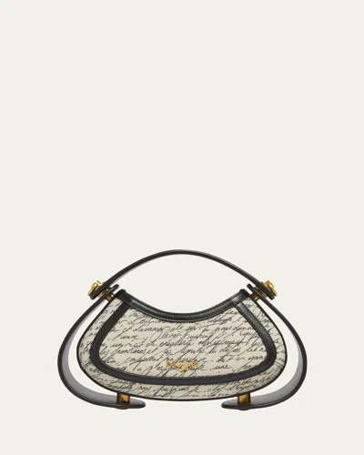 BALMAIN JOLIE MADAME SMALL TOP-HANDLE BAG IN LOVE LETTER CANVAS