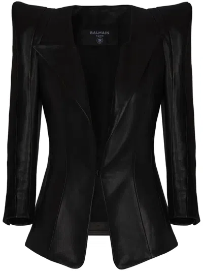 BALMAIN LAMBSKIN FITTED JACKET