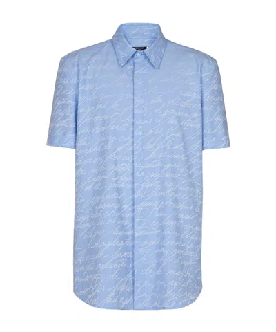BALMAIN JACQUARD SHIRT WITH 'LOVE LETTER' PRINT