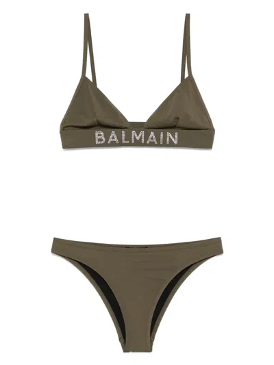 BALMAIN LOGO-APPLIQUÉ BIKINI