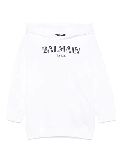 BALMAIN LOGO-EMBROIDERED HOODIE