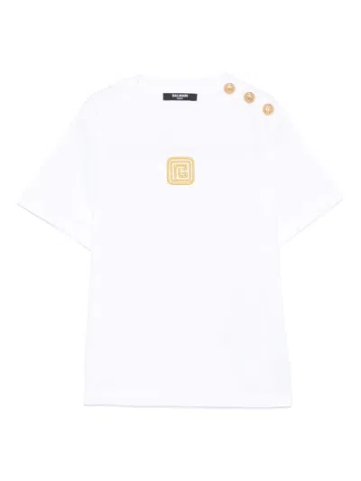 BALMAIN LOGO-EMBROIDERED T-SHIRT