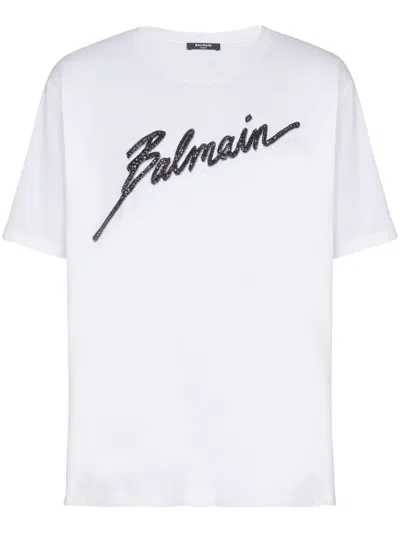 BALMAIN LOGO-EMBROIDERED T-SHIRT