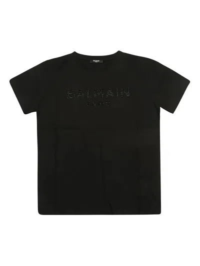 BALMAIN LOGO-LETTERING COTTON T-SHIRT