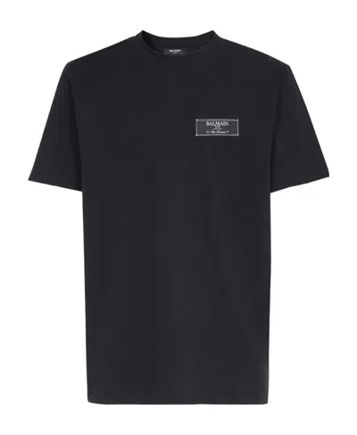 BALMAIN BALMAIN LOGO-PATCH CREWNECK T-SHIRT