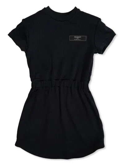 BALMAIN LOGO-PATCH DRESS