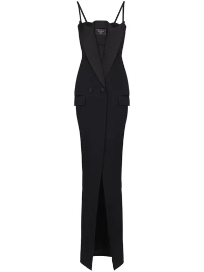 BALMAIN LOGO-PATCH MAXI DRESS